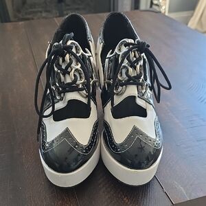 Pleaser Funtasma Black and White Gangster Wingtip Platform Oxfords (Size 8.5 US)